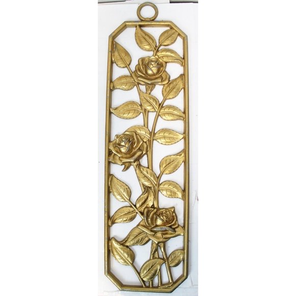 Vtg Midwest 4 Seasons Metal Set Wall Decor Plaque Metal Dogwood Rose Holly Flowe - Picture 7 of 15